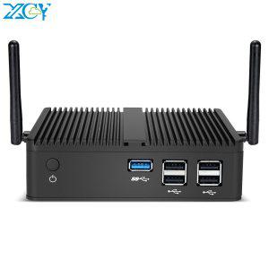 XCY 팬리스 미니 PC 인텔 셀러론 N2830 HDMI VGA 기가비트 이더넷 5x USB 지지대, 와이파이 윈도우 7, 8/10