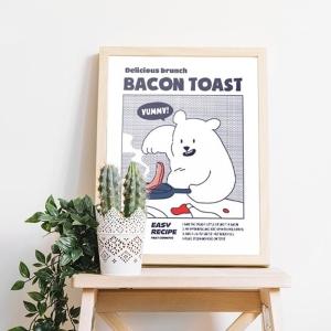 [험블스튜디오] 베이컨 토스트 인테리어 일러스트 포스터