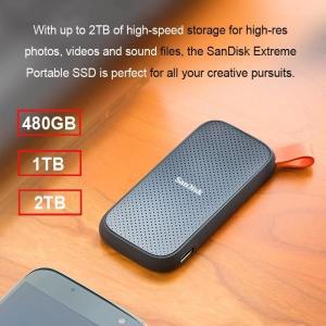 Sandisk 100% 휴대용 외장 PSSD, 480GB, 520 MB/s, 오리지널 하드 드라이브, USB 3.1, C타입, 노트북 데스