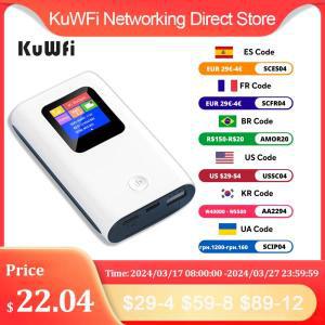 KuWfi 4G LTE 무선 휴대용 와이파이 라우터 모뎀, 미니 야외 핫스팟, 150mbps 포켓 SIM 카드 슬롯, 6000mah