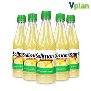 브이플랜 솔리몬 스퀴즈드 레몬즙 착즙 원액 500ml X 5병 (총 2.5L) 레몬 수 주스