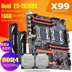 듀얼 X99 DDR4 마더보드, 2011-3 XEON E5 2620 V3 * 2, 2*8GB = 16GB, 2400MHz REG ECC 메모리 RAM 콤보 키