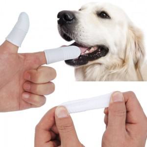 [5개] 양치 강아지 손가락 거즈 면 칫솔 일회용 PET