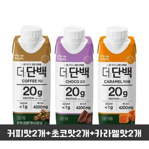 빙그레 더단백 드링크 250ml 커피2+초코2+카라멜2(총6개입)/단백질드링크/우유단백질/단백질보충/무