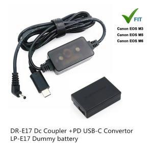 USB-C PD 컨버터 to LP E17 LPE17 ACK-E17 DR-E17 더미 배터리 및 DC 보조배터리, 캐논 EOS M3 M5 M6 M6 Ma