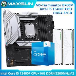 중고보드 MAXSUN 신제품 터미네이터 B760M D4 인텔 I5 13400F CPU 마더보드 세트, DDR4 [16GB * 2] 32GB 32