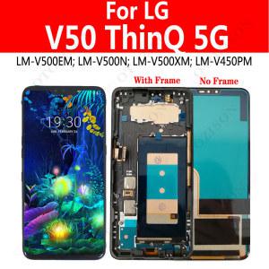 프레임 포함 AMOLED V50 ThinQ 5G LCD 디스플레이, LG V50S LM-V510N LM-V500EM V500N 스크린 터치 디지타이저 어셈블리 V40 V60