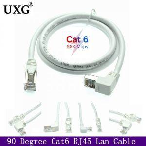 utp케이블 흰색 Cat6 이더넷 케이블 RJ45 직각 UTP 네트워크 패치 코드 90 도 Cat6a 랜 짧은 노트북 라우터