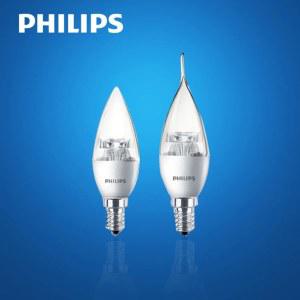 필립스 LED 촛불 전구 E14 소형 나사 팁 버블 테일 풀링 크리스탈 천장 램프, 가정용 에너지 절약 슈퍼 브라이트, 3.5W