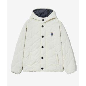 예일 YALE 엠브로이더리 DAN COLLARLESS QUILTING FLEECE 후드티 후디자켓 아이보리