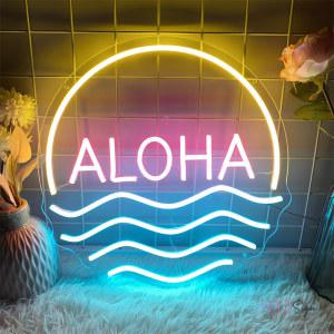Aloha 네온 LED 사인 태양 웨이브 네온 조명, USB LED 램프, 홈 벽 장식, 침실, 아이 방, 바, 파티, 게임 룸 장식