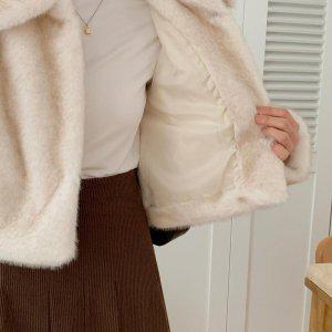 [신세계라이브쇼핑][옷자락] 여자 퍼무스탕 카라넥 연말파티 하객 크롭 밍크 자켓