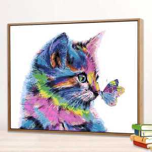고양이 유화 그림 그리기 세트 귀여운 색칠 액자 인테리어