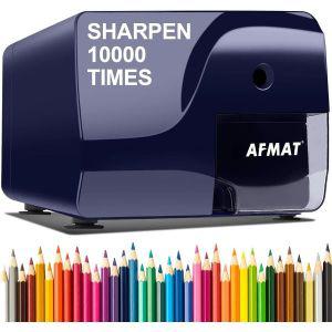 AFMAT 대용량 자동연필깎이 6-8mm 연필 색연필깎기 3-5초 빠른속도 3가지 깎이모드설정 학교/교실/교사용