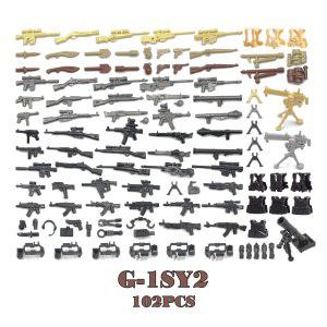 장난감 총 너프 건 젤리탄 WW2 Kar98K PPSh41 소총 DIY 무기 군사 군인 그림 Playmobil 모델 빌딩 블록 벽