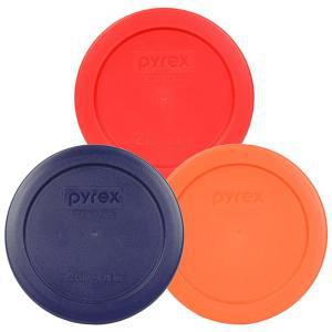 Pyrex 7200PC 2컵 원형 보관 뚜껑커버 레드 블루 오렌지 3팩 314961