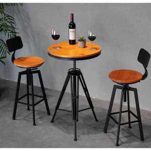 카페 바테이블 의자 원목 원형 높은 철제 테이블 의자 상품