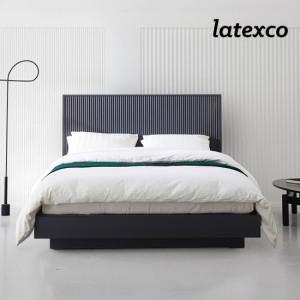 루덴 무늬목 호텔식 평상형 침대 K+천연라텍스 매트리스 14cm