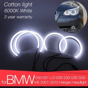 Hight 품질 LED 천사 눈 키트 코 튼 화이트 헤일로 링 BMW E60 E61 LCI 528i 530i 535i 550i M5 2007-2010