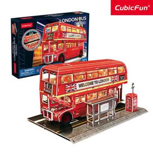 1300K 페이퍼락1 [큐빅펀] 런던2층버스LED 3D입체퍼즐 만들기 런던버스