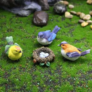 작은 귀여운 앵무새 새 둥지 입상 동물 모델, 홈 데코 미니어처 레진 요정 정원 분재 장식 액세서리, 1 개