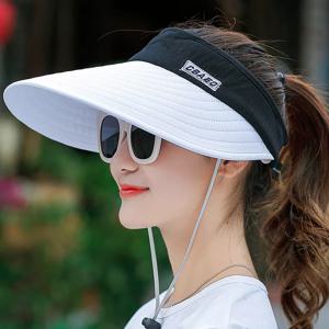 2021 심플한 여성용 여름 선바이저 넓은 챙 모자, 비치 모자, 조절 가능한 UV 차단, 포장 가능