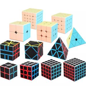 Moyu Meilong 3x3x3 4x4x4 전문 매직 큐브 탄소 섬유 스티커 스피드 큐브 스퀘어 퍼즐 어린이를위한 교육 완구
