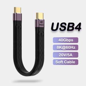 맥북 프로용 USB 4.0 3 세대 40Gbps 썬더볼트 3 데이터 동기화 SSD 케이블, PD 240W 5A 고속 충전, USB C에서 C타입, 8K @ 60Hz USB-C