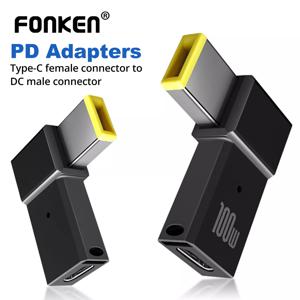 FONKEN PD 100W USB 유형 C 여성 DC 남성 어댑터 USB-C 빠른 충전 케이블 스퀘어 PD 플러그