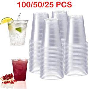 일회용 투명 플라스틱 컵 100 개, 야외 피크닉 생일 주방 파티 식기 200ml 컵, 생일 파티 식기