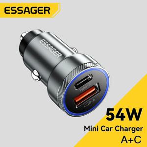 Essager 차량용 USB 휴대폰 충전기 5A 고속 충전 QC 3.0 PD 3.0 SCP AFC, C타입 USB, 아이폰 화웨이 삼성 샤오미