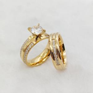 Cz 다이아몬드 결혼 반지 세트 여성용, 24k 골드 채워진 316L 스테인리스 스틸 주얼리, 약혼 진술 선물