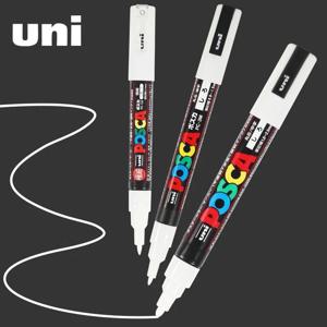 Uni Posca 흰색 마커, 아크릴 방수 영구 페인트 펜 PC-1M, POP 포스터, 광고 미술 용품, 3M, 5M