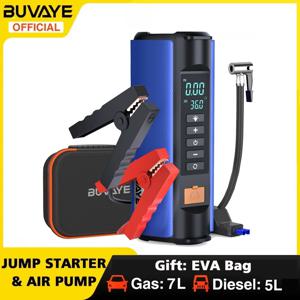 BUVAYE 자동차 점프 스타터 에어 펌프 야외 휴대용 전원 램프, 휴대용 공기 압축기, 다기능 타이어 팽창기, EVA 가방 포함