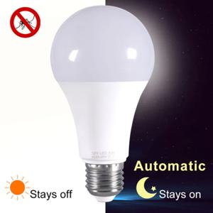 UooKzz LED 조명 제어 센서 전구, E27, AC85-265V 주간 야간 조명, 자동 ON OFF, 파티오 베란다, 정원용 스마트 램프, 12W, 9W, 7W