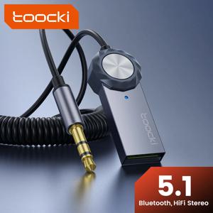TOOCKI 블루투스 Aux 어댑터, USB 3.5mm 잭, 자동차 오디오 음악 마이크, 블루투스 5.1 핸즈프리 키트, 자동차 블루투스 송신기용