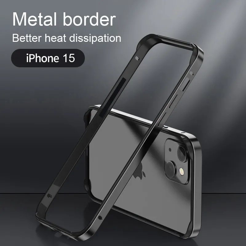 하이브리드 실리콘 프레임 알루미늄 금속 폰 케이스, 아이폰 15, 14, 13, 12 프로 맥스, 더 나은 히트 범퍼