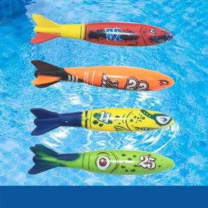 잠수 어뢰 수중 수영장 놀이 장난감, 아기 어린이용 야외 스포츠 훈련 도구, 물놀이 장난감, 세트당 4 개