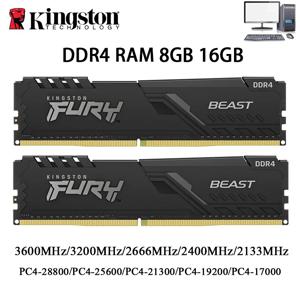 Kingston BEAST Memoria DDR4 데스크탑 RAM, 32GB, 16GB, 8GB, 3600 3200 2666, 2400 MHz 메모리, 288 핀 DDR4 DIMM, 1.2V PC4-21300 25600 28800