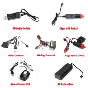 USB 자동차 담배 컨트롤러 EL 와이어 스플리터 커넥터, 유연한 네온 라이트 EL 와이어용, DC 12V 5V 3V 배터리 드라이버 인버터