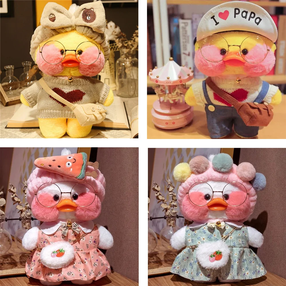 귀여운 Lalafanfan 노란색 오리 인형 부드러운 장난감, 귀여운 진정 장난감, 동물 인형 베개, 여아 생일 선물, 30cm
