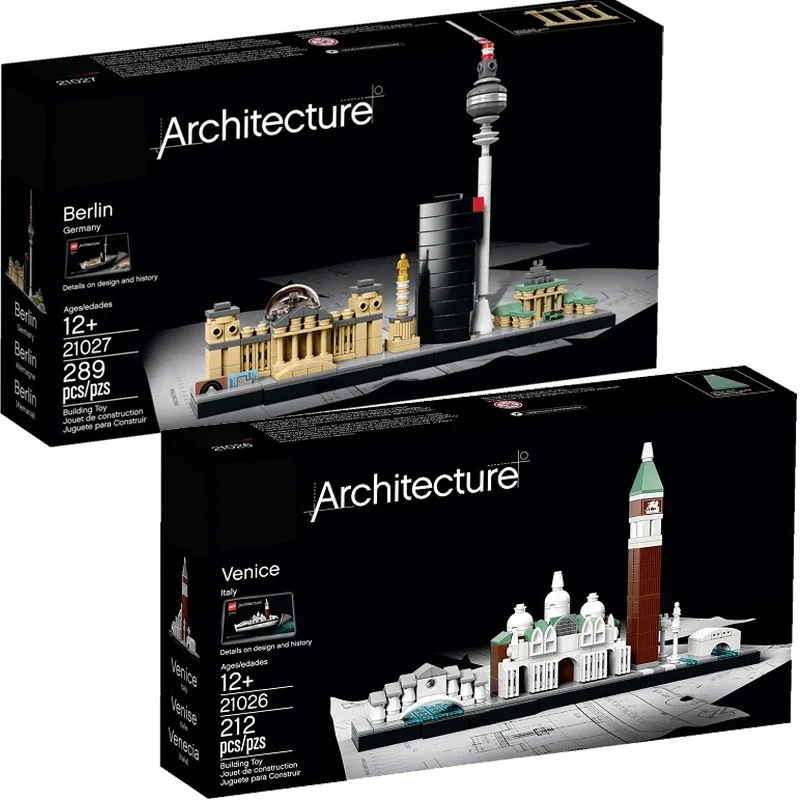 재고 베니스 21027 베를린 건축 빌딩 블록, 성인용 벽돌 장난감, 어린이 아트, 홈 데코 선물, 인기 크리에이티브 21026
