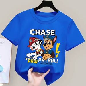 2024 Paw Patrol 아기 코튼 티셔츠, 체이스 스카이 마샬 걸스 소년 티셔츠, 만화 애니메이션 유아 티 탑, 여름 아동복