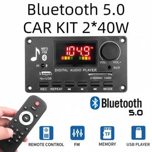 블루투스 5.0 MP3 디코더 보드, 앰프 오디오 플레이어, DIY MP3 플레이어, 자동차 FM 라디오 모듈, TF USB 마이크 레코드 통화, 2*40W, 80W, 12V