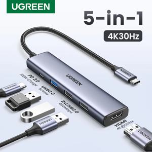 UGREEN 맥북 프로 에어, 아이패드 프로, 아이맥, 아이폰 15 프로, 프로 맥스, XPS용 멀티 포트 어댑터, USB C 허브, 4K HDMI, 100W, 5 인 1