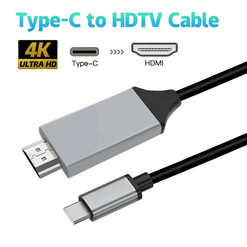 맥북 PC 모니터용 확장 어댑터, C타입 to HDMI USB 3.1 to HDMI 호환 케이블, HDTV, 30Hz, 4K, USB C 케이블