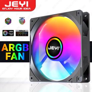 JEYI PC ARGB 냉각 선풍기, AURA SYNC RGB 컴퓨터 팬, 매우 조용한 방열판 환풍기, 4 핀 PWM 및 5V 3 핀 ARGB 포트, 120mm