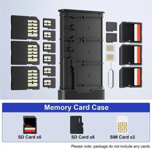 BUDI 휴대용 금속 메모리 카드 보관함, 17 in 1 SD 카드 케이스, Microsd 카드홀더, 6 SD 8 Micro SD 2 SIM 카드