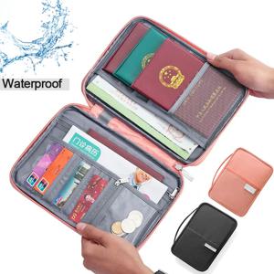 여성용 다기능 방수 여행 여권 거치대 커버 케이스, 핑크 가방, 가족 문서 정리함 여행 액세서리 가방