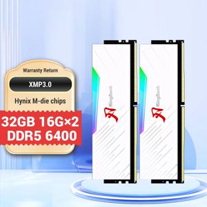 KingBank 하이닉스 M 다이 RGB 메모리 RAM, DDR5 32GB 16GB 16GB x2 6400Mhz U-DIMM 데스크탑 컴퓨터 메모리 RAM, 방열판 포함